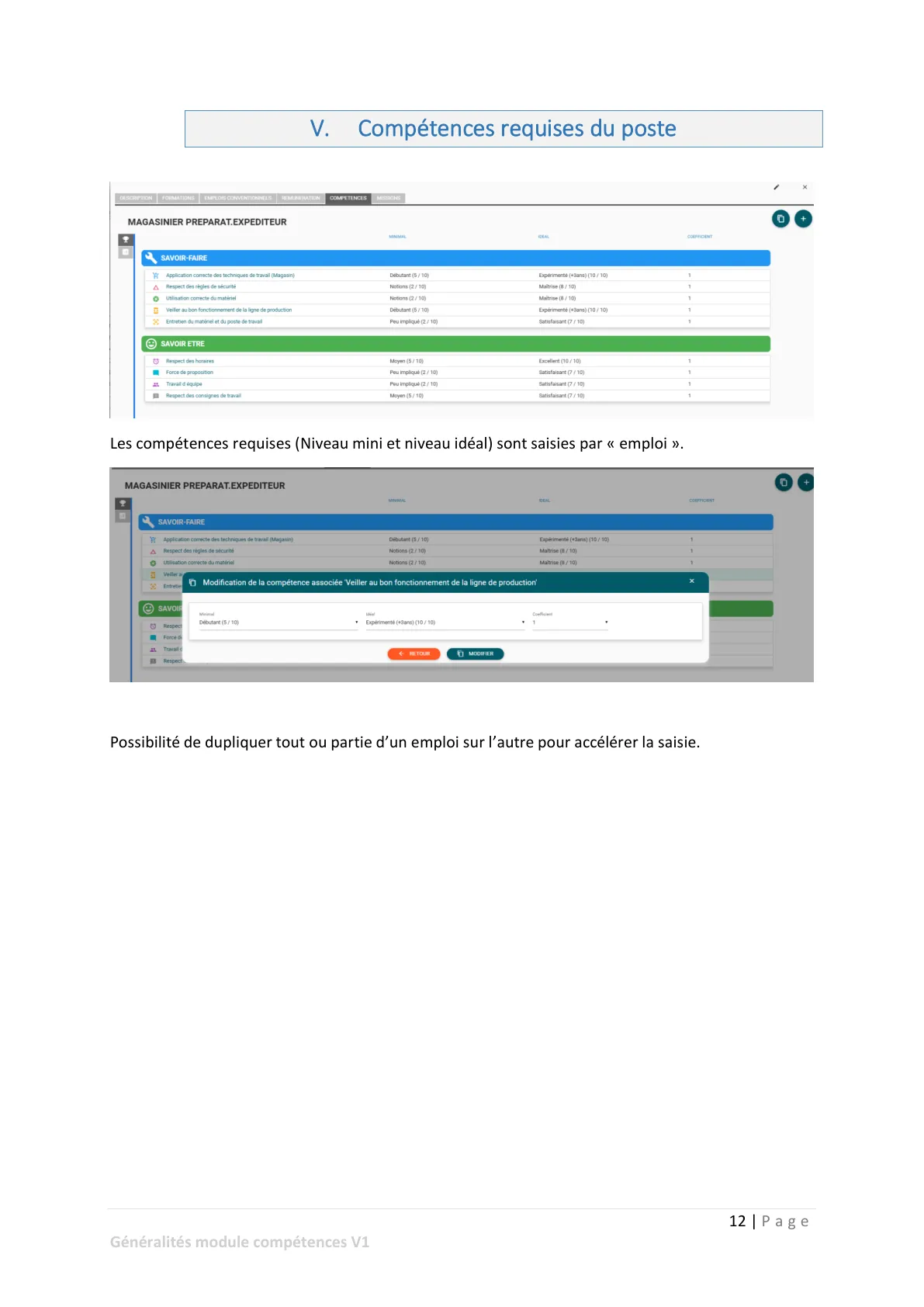Compétences requises du poste — page 1