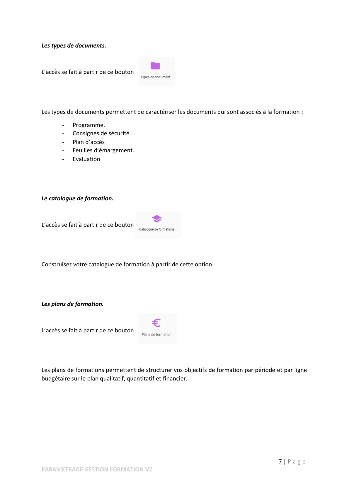Paramétrage module gestion de la formation — page 3