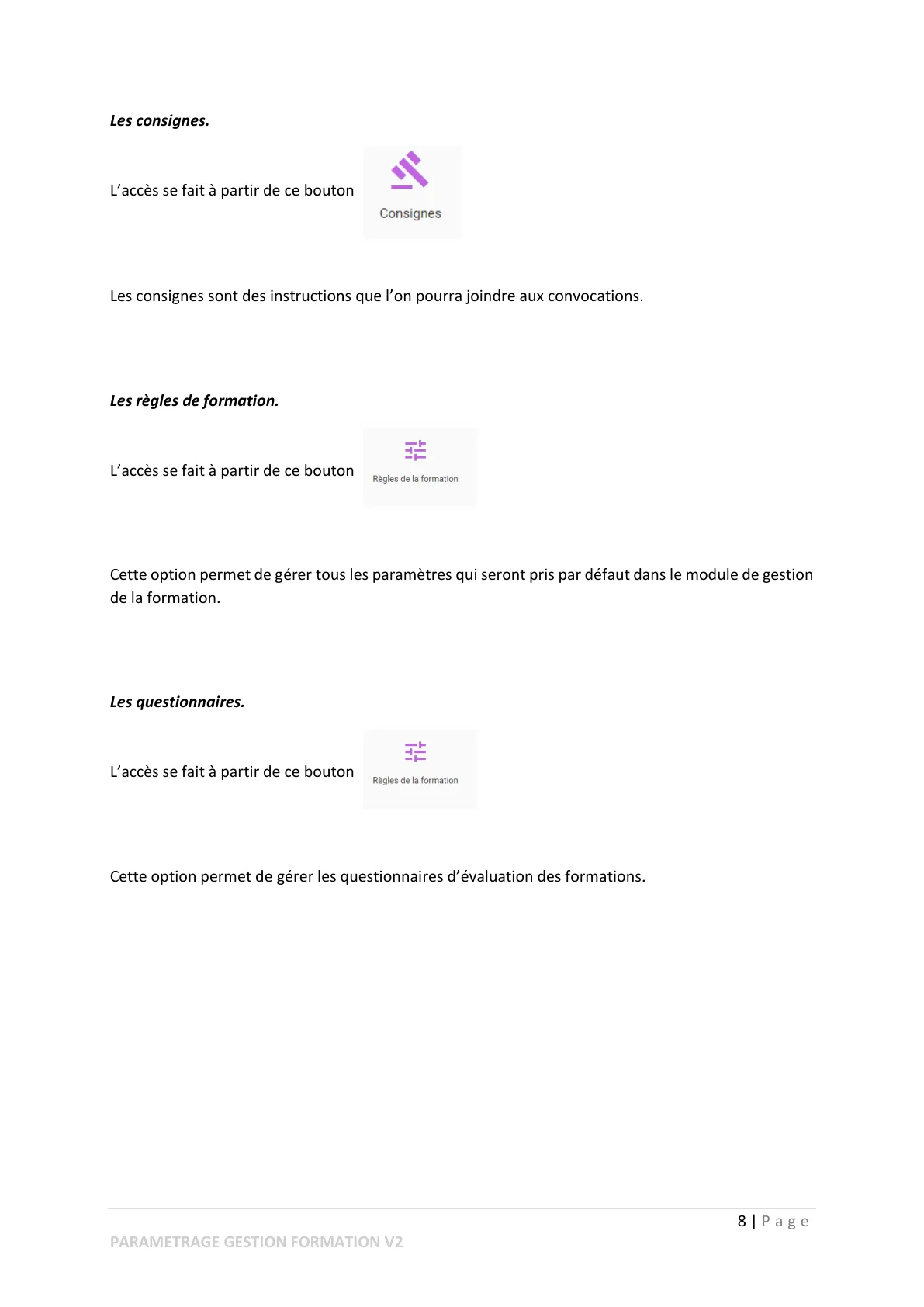 Paramétrage module gestion de la formation — page 4