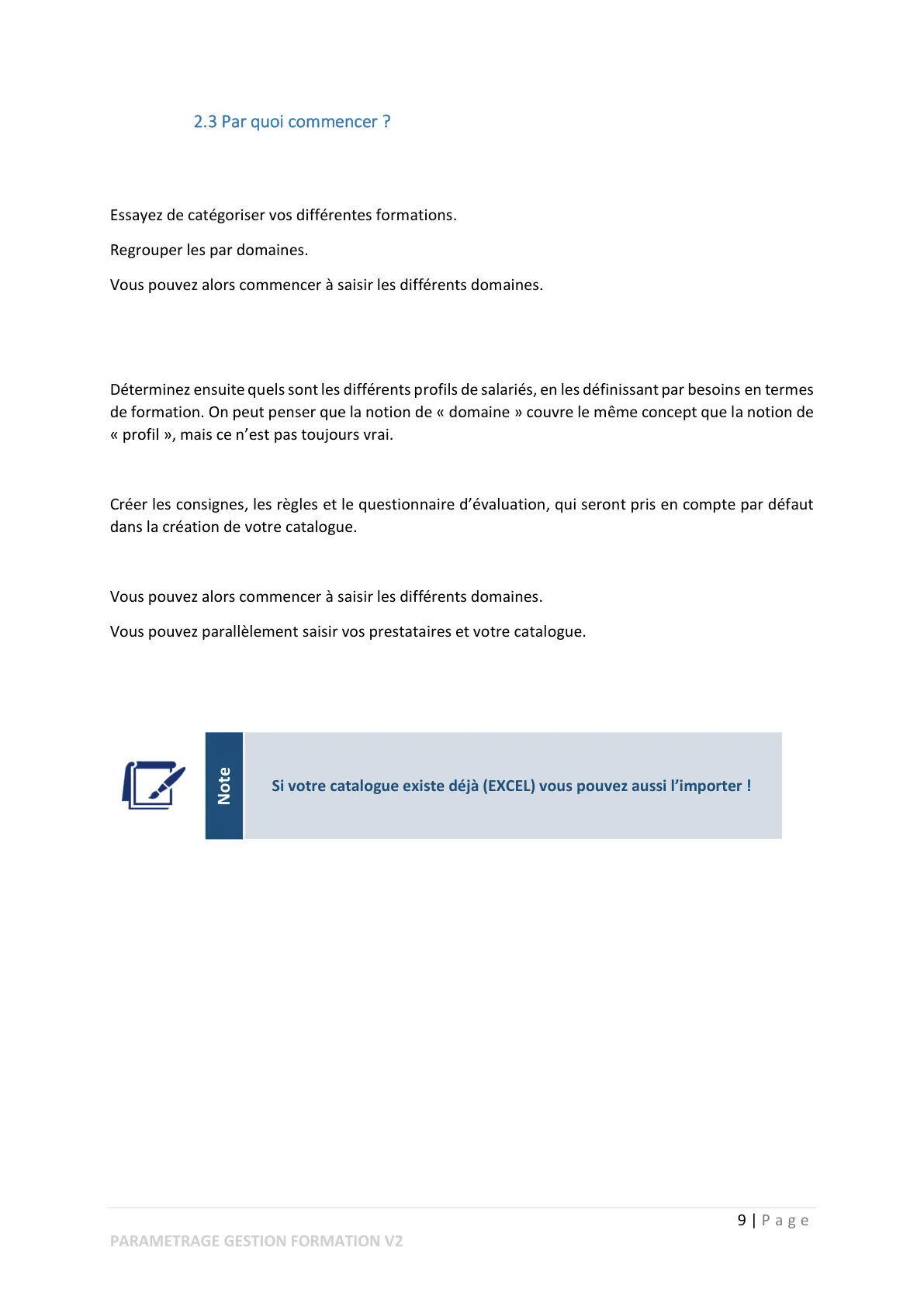 Paramétrage module gestion de la formation — page 5