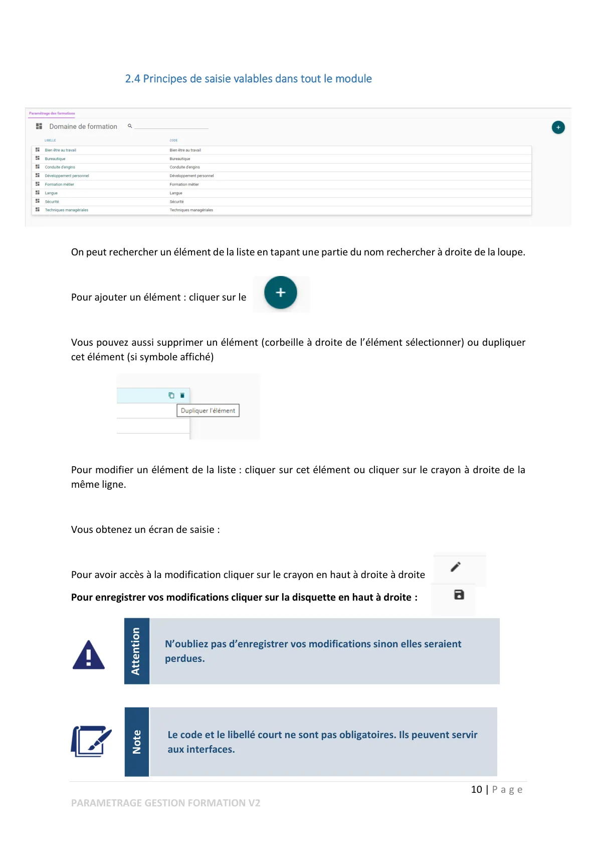 Paramétrage module gestion de la formation — page 6
