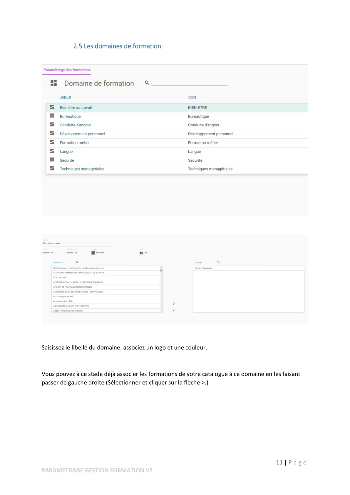 Paramétrage module gestion de la formation — page 7