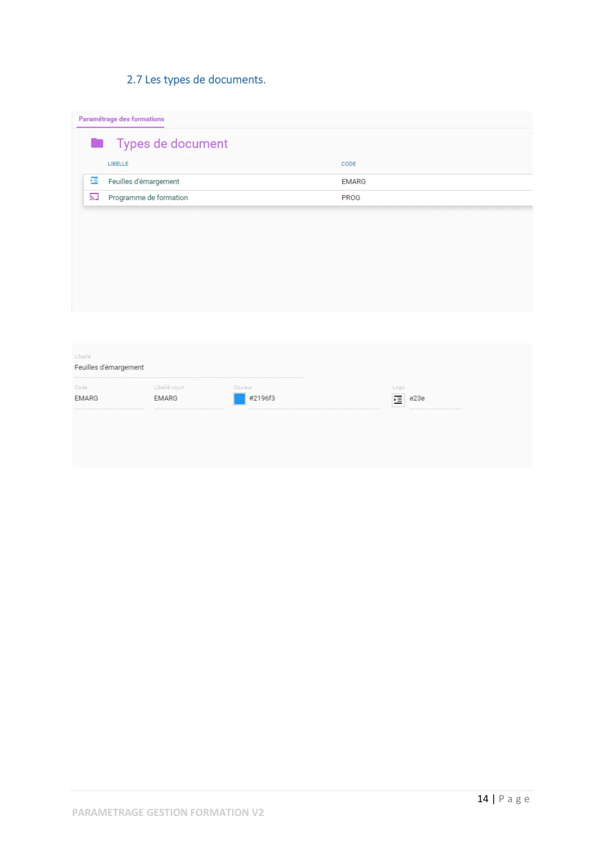 Paramétrage module gestion de la formation — page 10