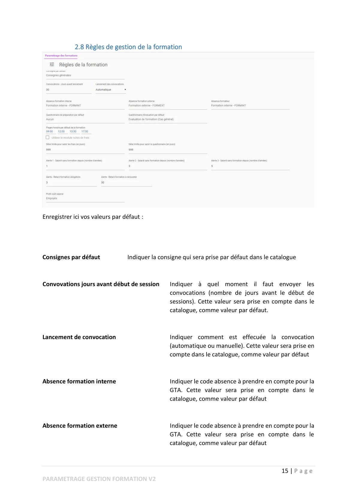Paramétrage module gestion de la formation — page 11