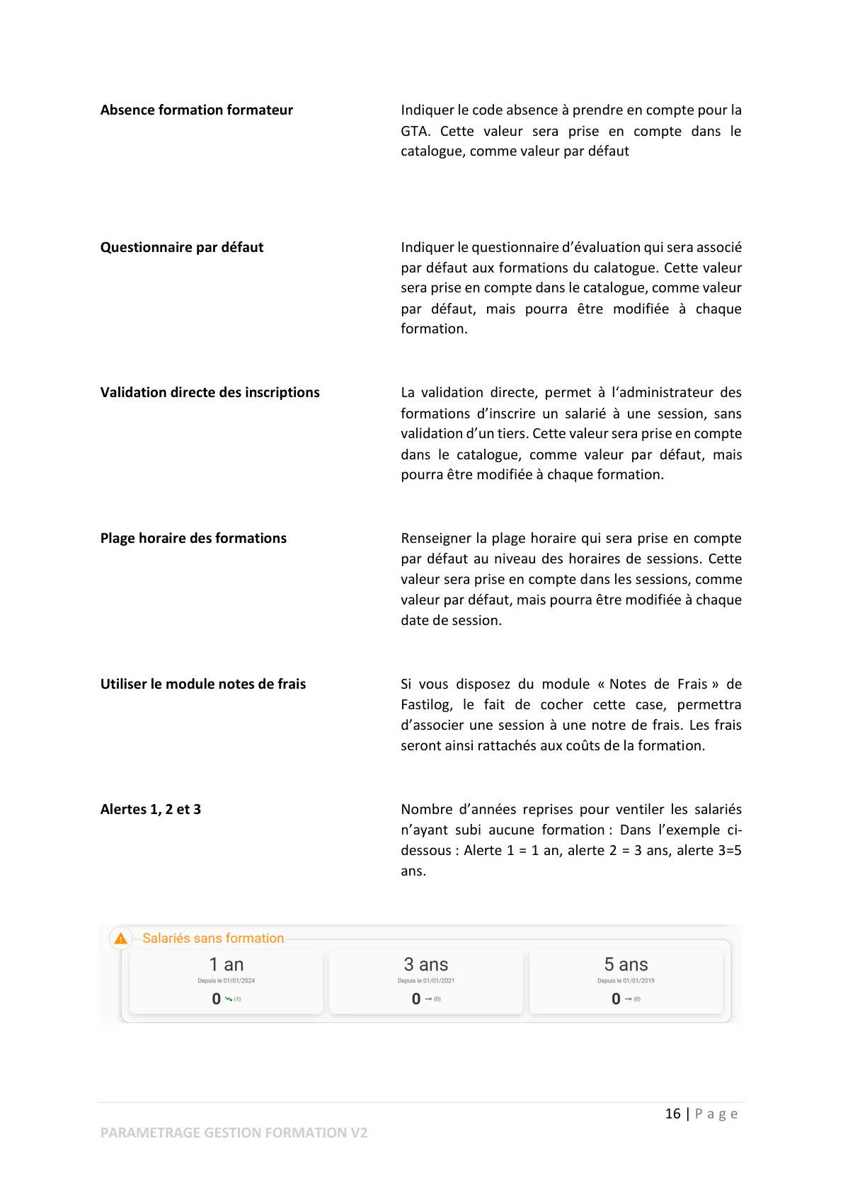 Paramétrage module gestion de la formation — page 12