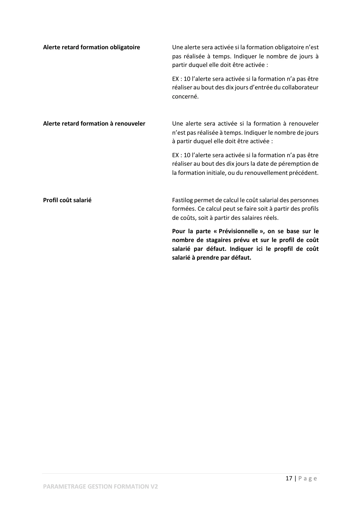 Paramétrage module gestion de la formation — page 13