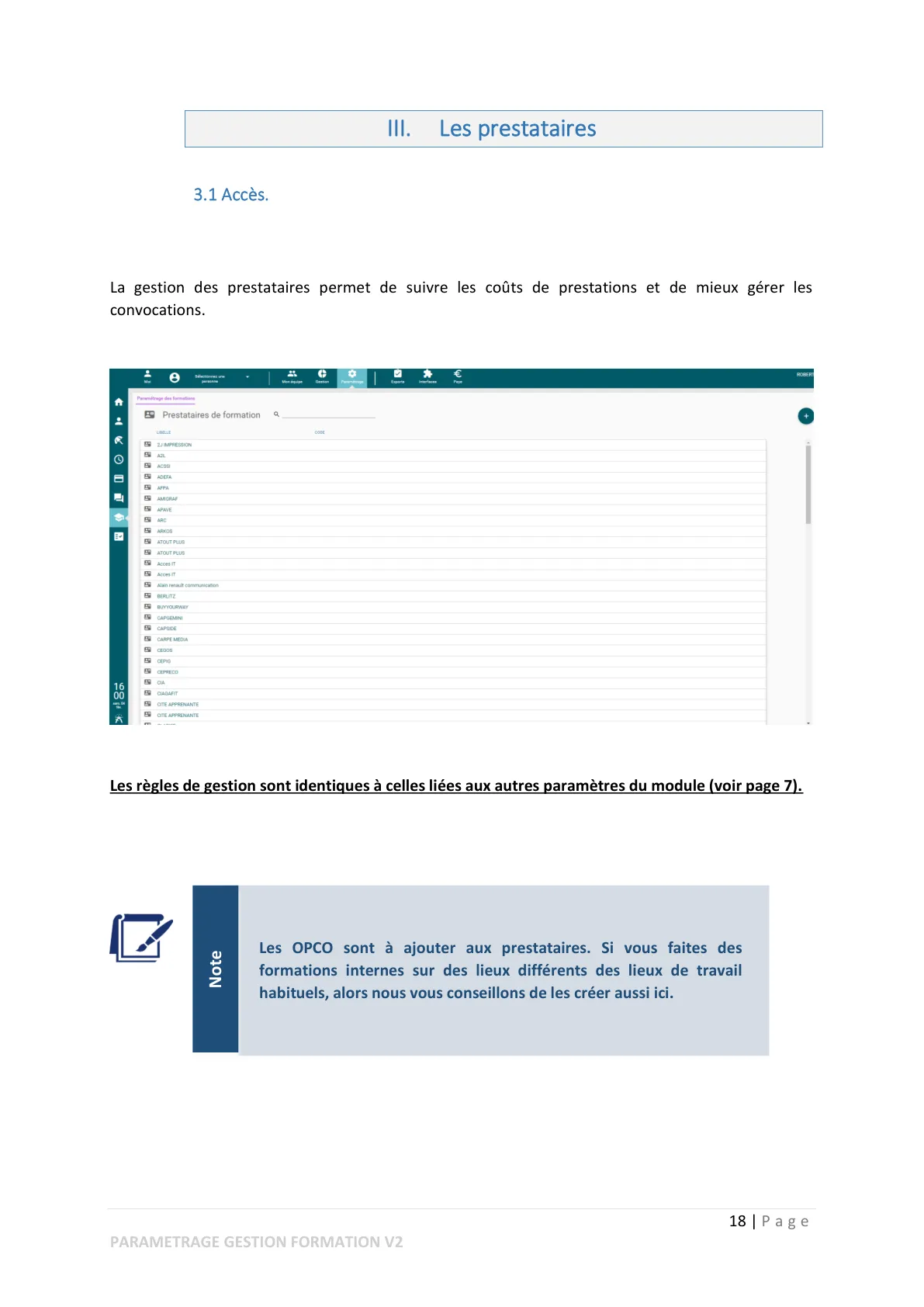 Les prestataires — page 1