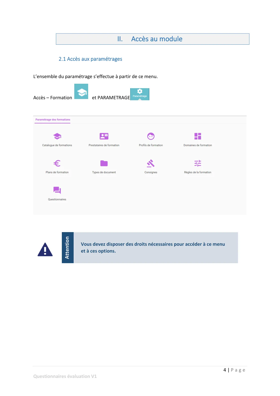 Accès au module — page 1