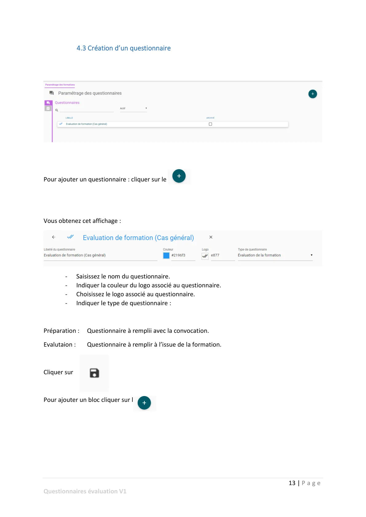 Création des questionnaires — page 3