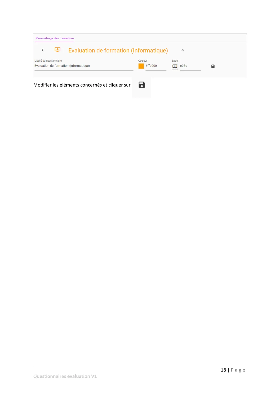 Modification des questionnaires — page 3