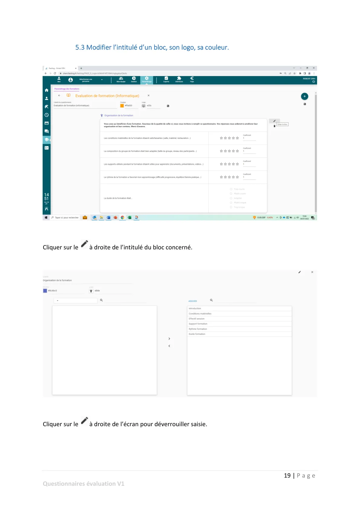 Modification des questionnaires — page 4
