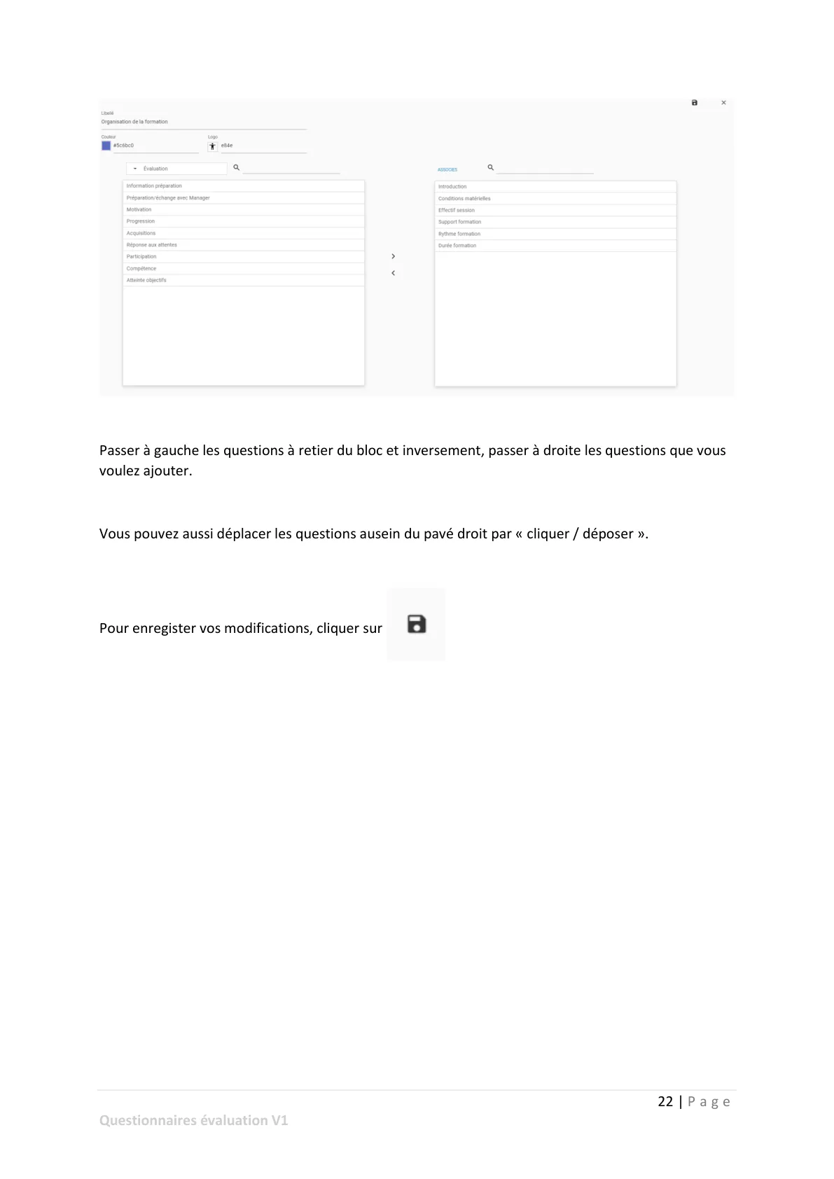 Modification des questionnaires — page 7