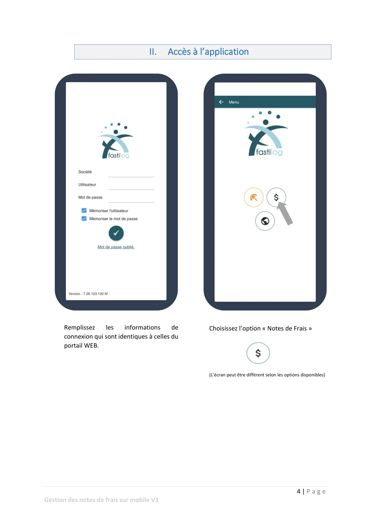 Accès à l’application — page 1
