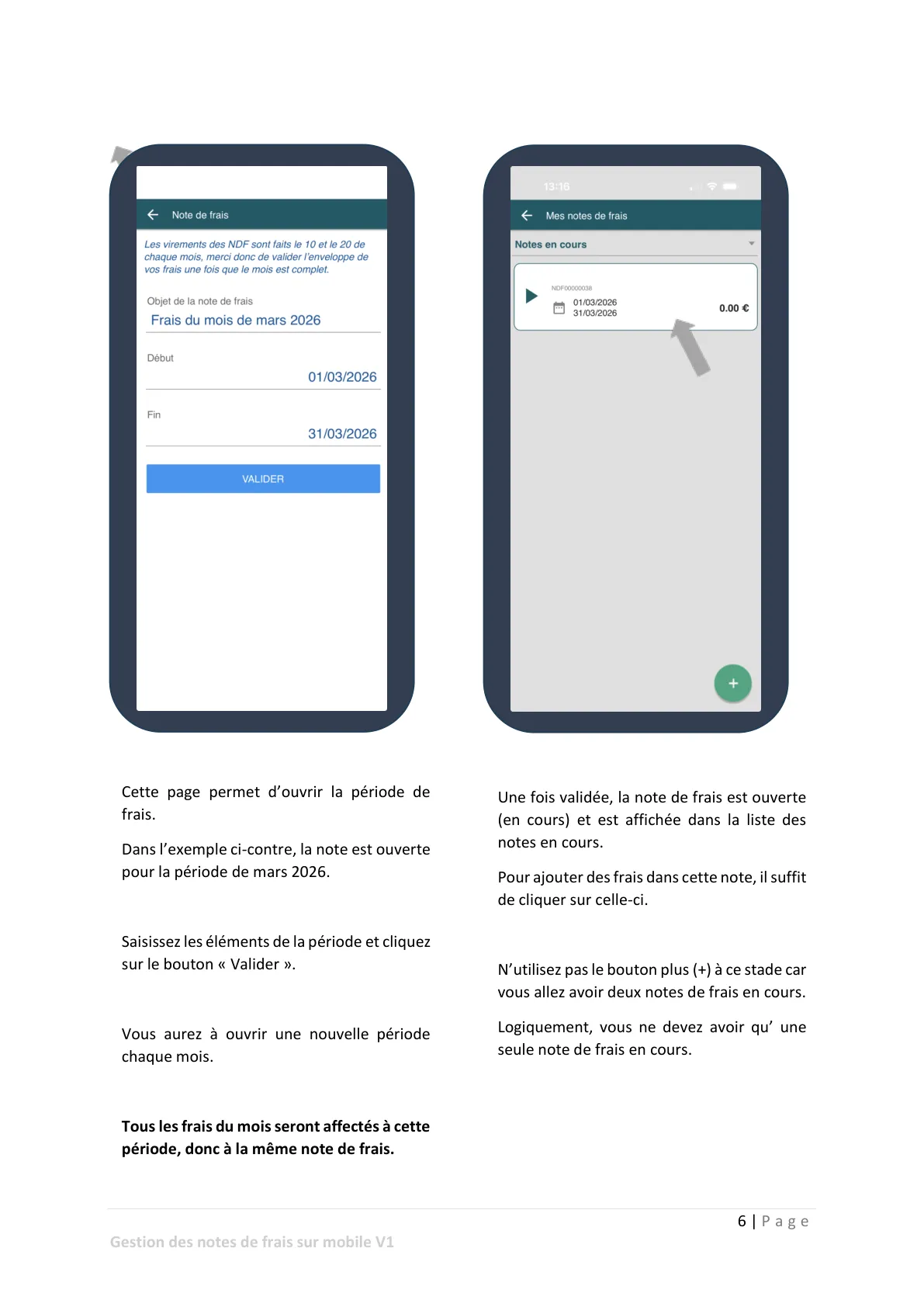 Saisie des notes de frais — page 2