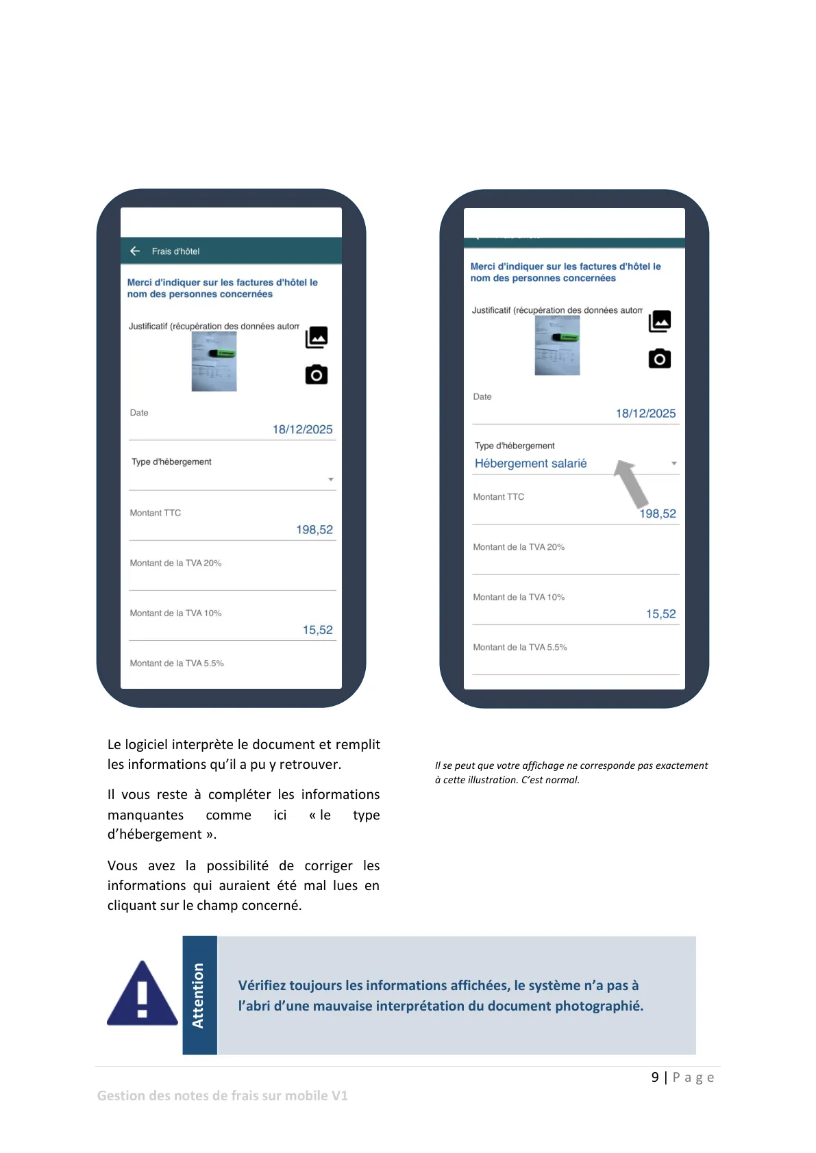 Saisie des notes de frais — page 5