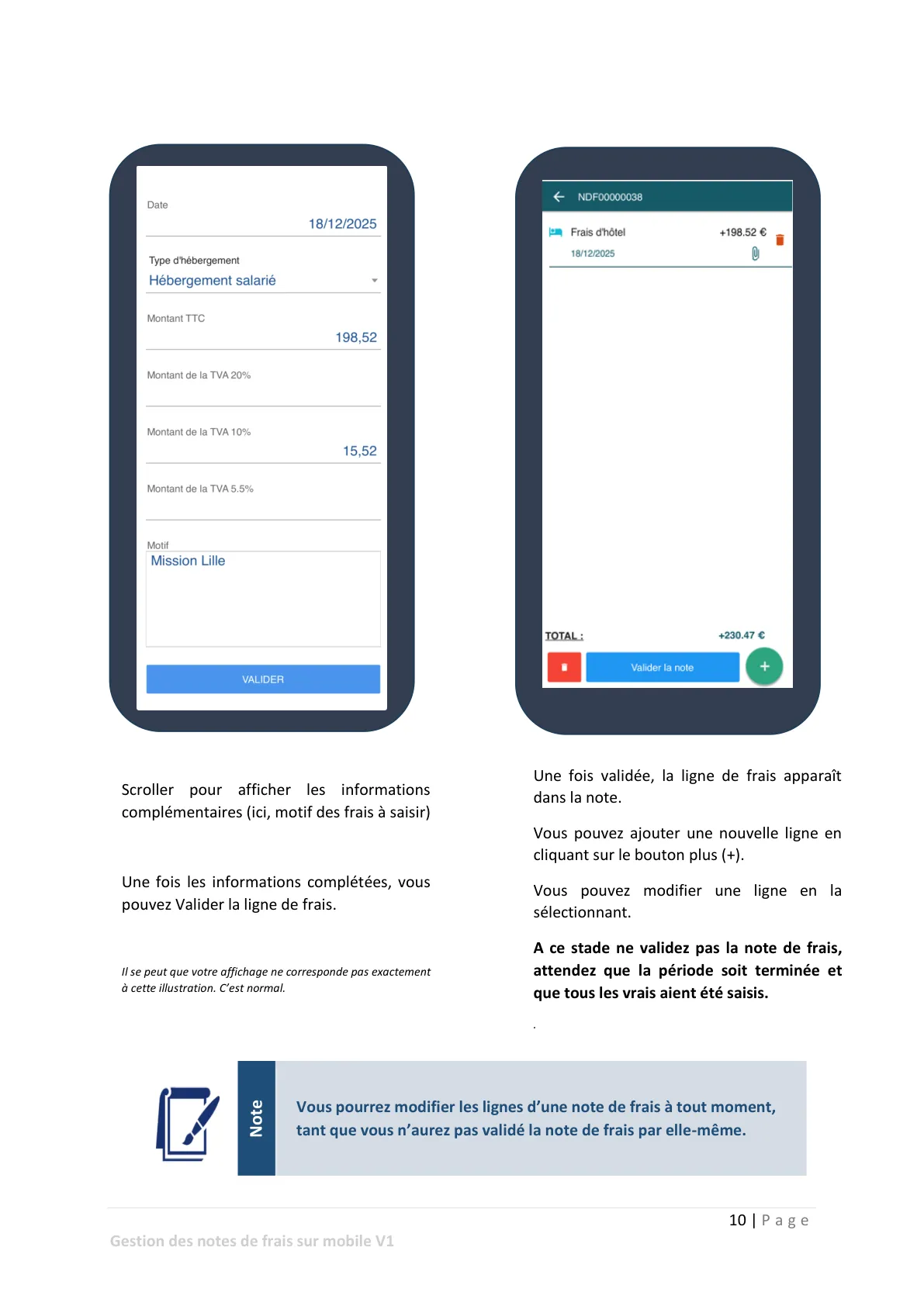 Saisie des notes de frais — page 6