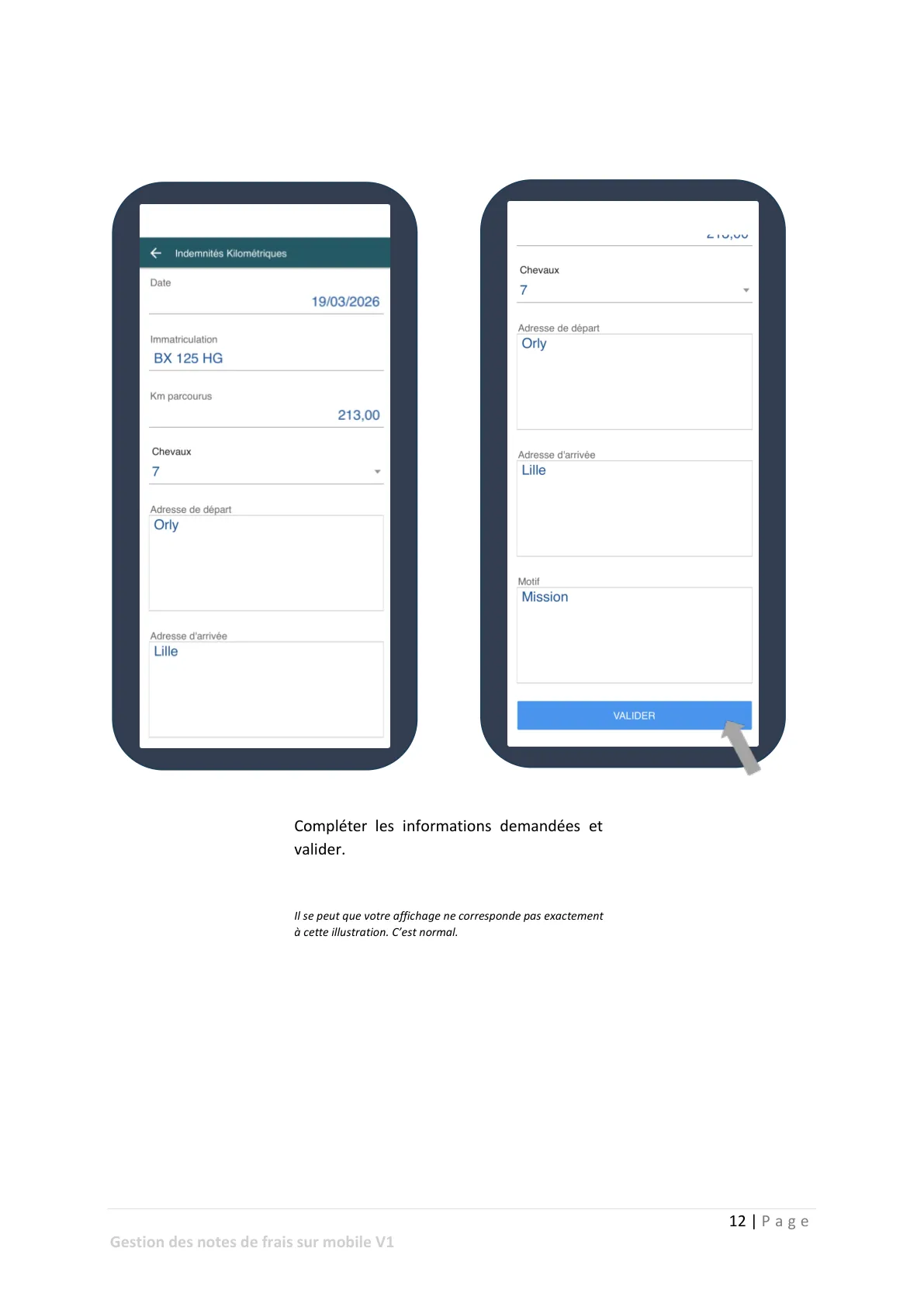 Saisie des notes de frais — page 8