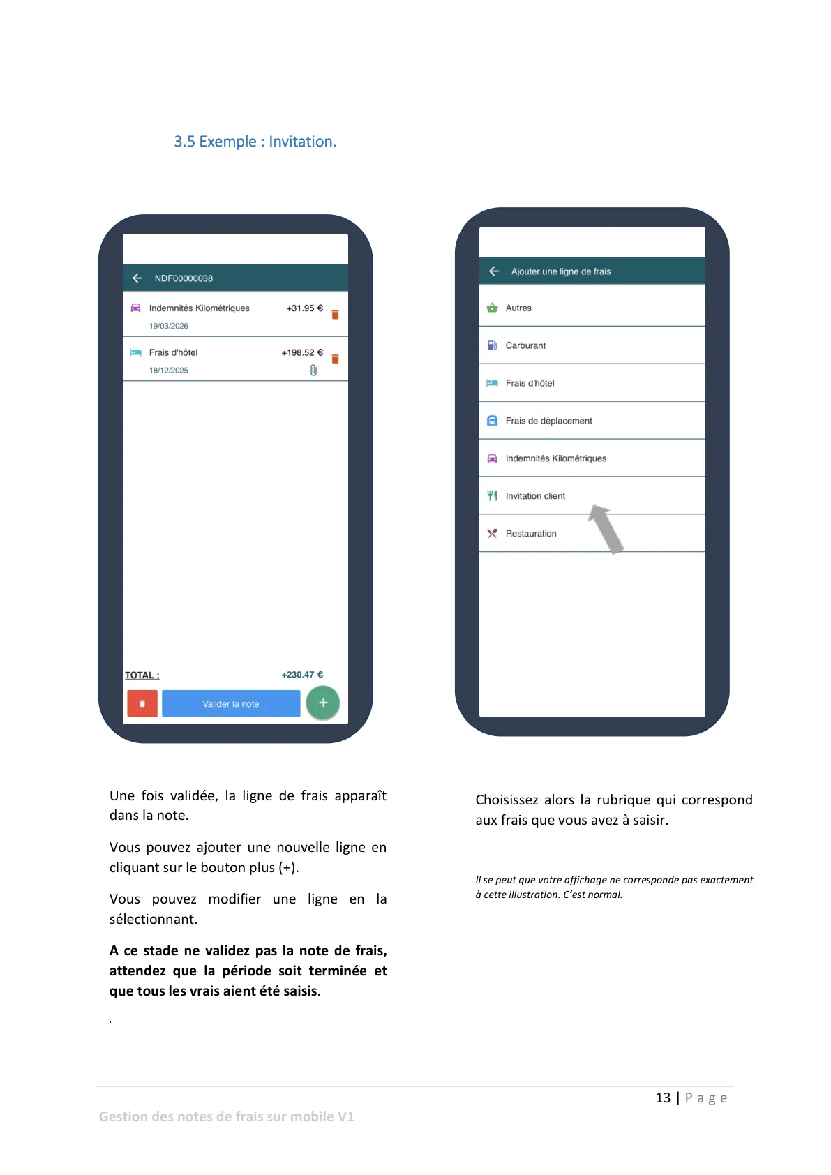 Saisie des notes de frais — page 9