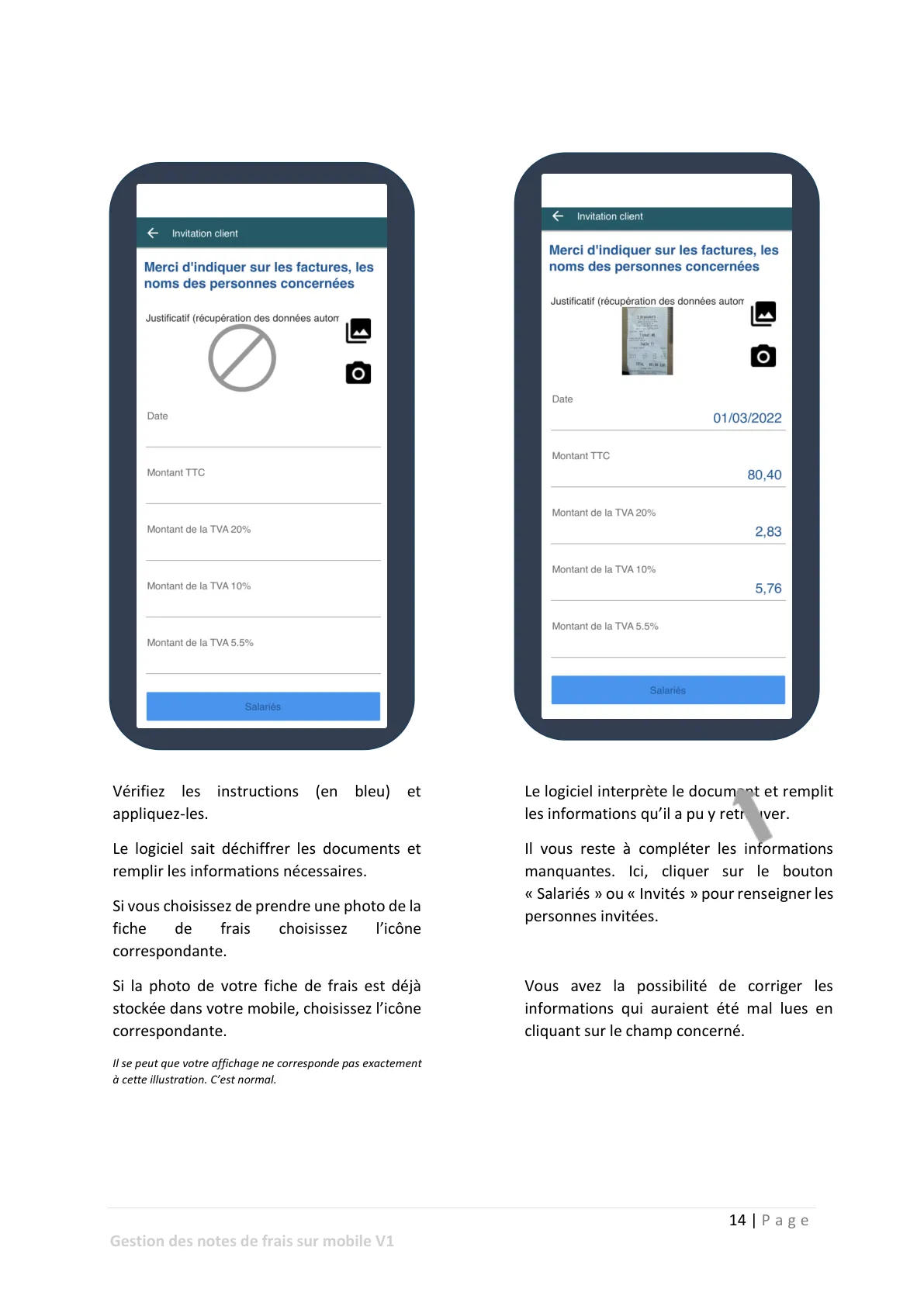 Saisie des notes de frais — page 10