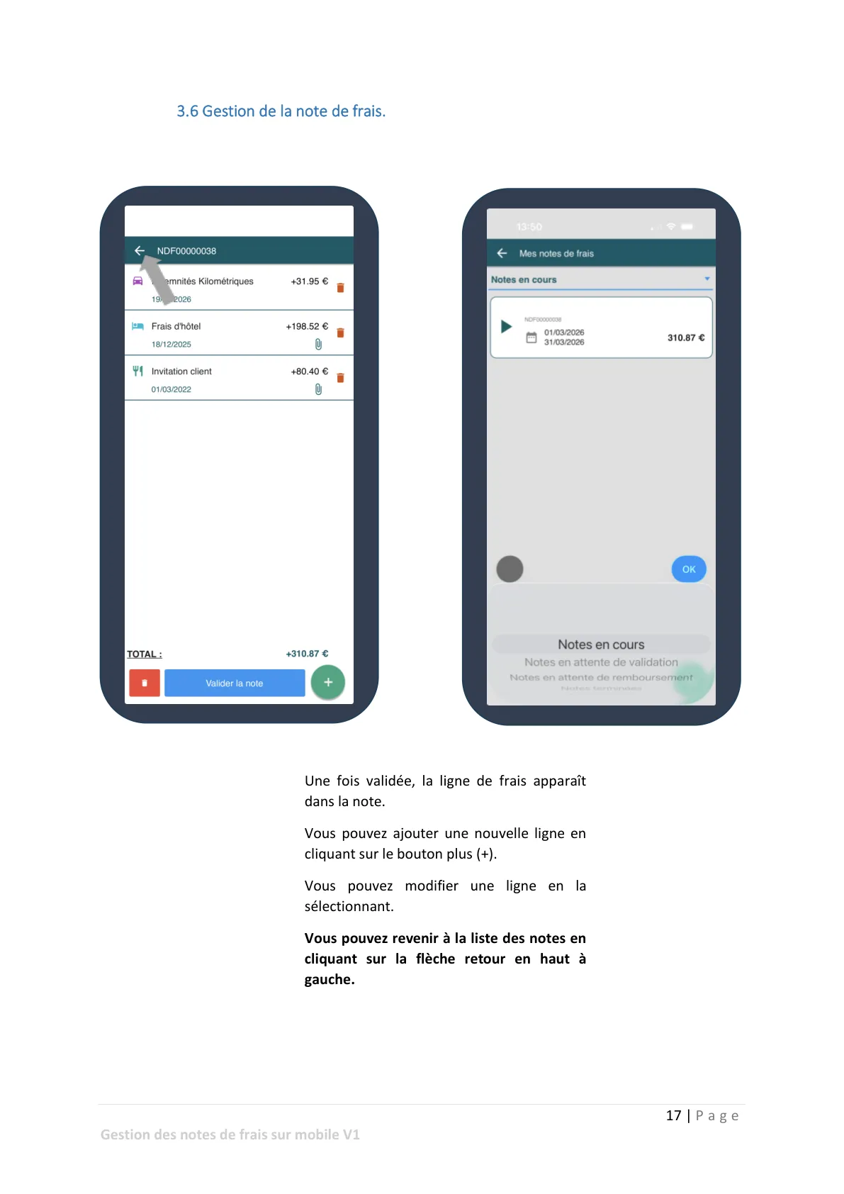 Saisie des notes de frais — page 13