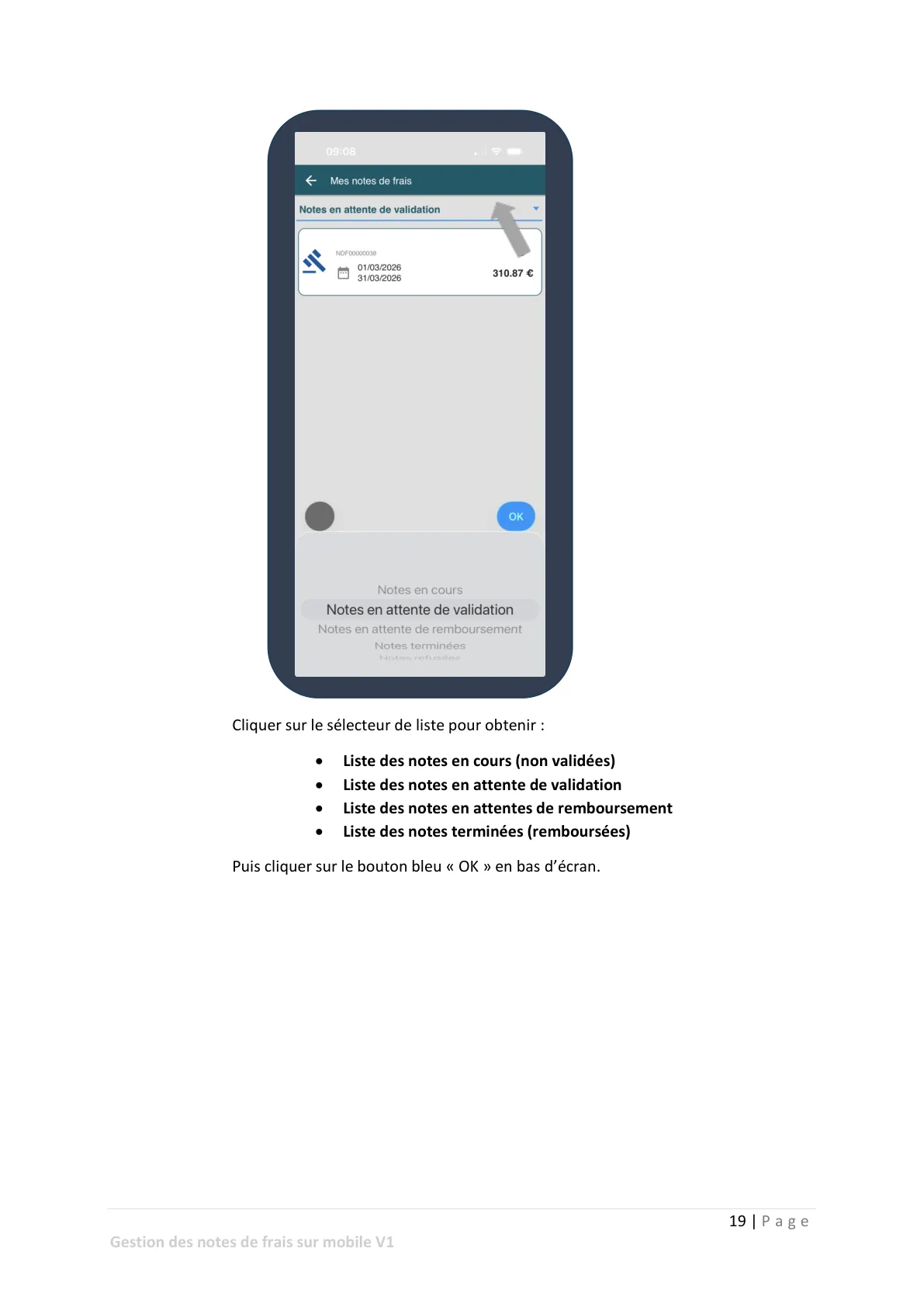 Validation de la note de frais — page 2