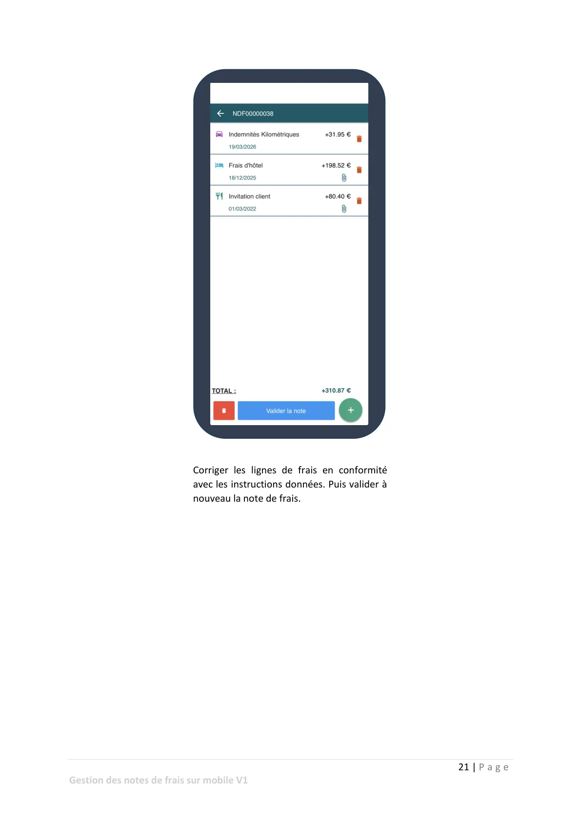 Correction de la note de frais — page 2